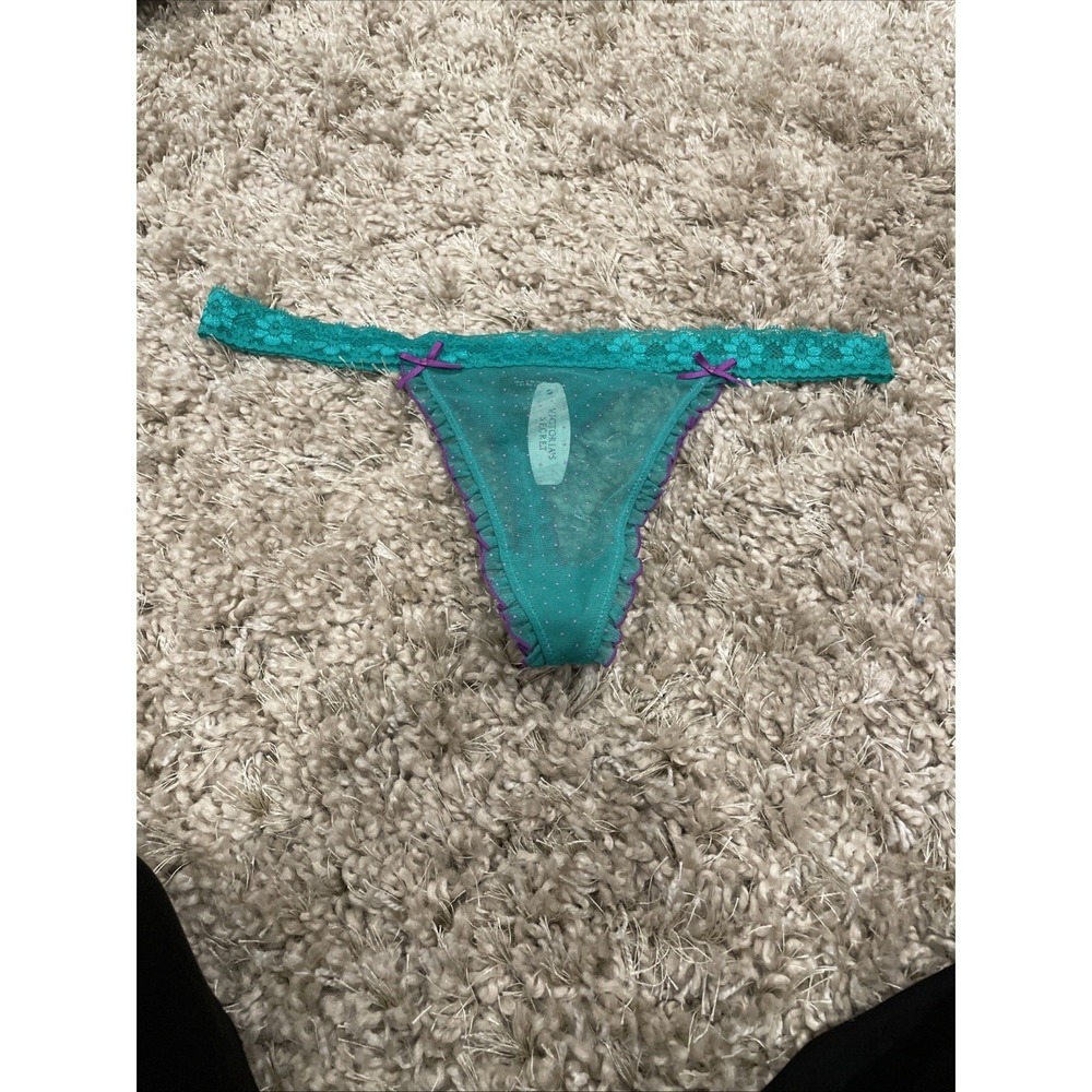 Vintage Y2K Victoria's Secret Low Rise Thong Pink Lace Sexy Little Thing L - Picture 1 of 3